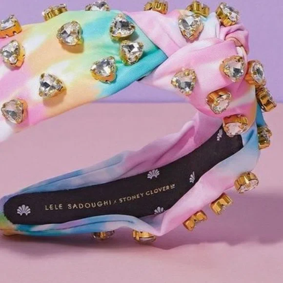 LELE SADOUGHI X STONEY CLOVER LANE TIE DYE HEARTS HEADBAND NWT display picture 3